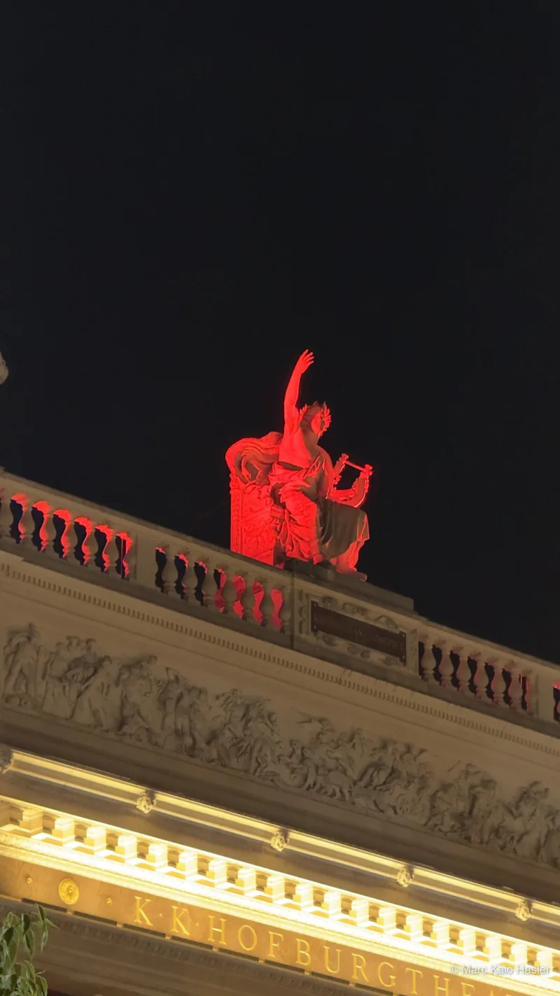 Statue at night, Vienna, Austria, 2025